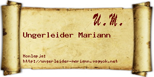 Ungerleider Mariann névjegykártya